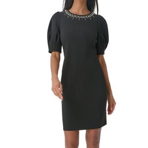 Karl Lagerfeld Paris Crepe beaded neck dress